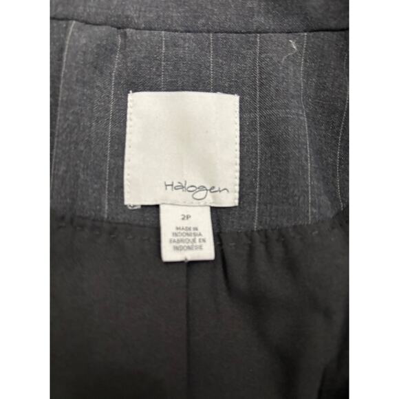 Halogen Gray Pinstripe Wool Blend Single Button Blazer Jacket‎ 2P HA317815MP - Picture 2 of 6